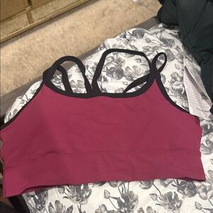 Fabletics Berry and Black Sports Bra